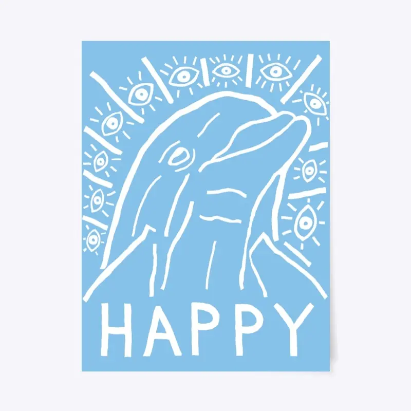 Happy Dolphin Poster Print